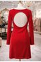 Red Velvet Backless Dress - 3