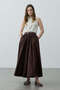 Drawstring Detailed Maxi Skirt Brown - 6