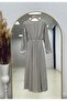 Loriya Buttoned Front Elastic Waist Bella Dress-Ek635 Mint - 7