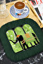 Indian Palace Motif Fringed Presentation Napkin - Exotic Elephant Themed Bohemian Green Black Coaster Tissue - 6