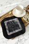 Greek Motif Fringed Bohemian Presentation Napkin - Classic Luxury Black Silver Modern Coaster Tissue - 5