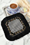 Luxurious Black and White Checkered Floral Fringed Presentation Napkin - Elegant Bohemian Coaster Tissue - 2