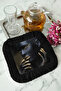 Luxury Black Women's Fringed Presentation Napkin - Artistic Portrait Bohemian Black Coaster Tissue - 2