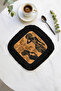 African Patterned Fringed Presentation Napkin - Ethnic Bohemian Black Coffee Black Fringed Coaster Napkin - 2