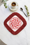 Nordic Winter Patterned Fringed Presentation Decoration Napkin - Christmas Themed Red Rustic Coffee Napkin