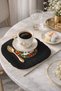 Chakra Energy Fringed Stylish Serving Napkin - Meditation Themed Bohemian Black Coffee Under-Tray Napkin - 2