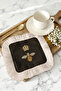 Royal Bee Embroidered Fringed Presentation Napkin - Queen Themed Luxurious Bohemian Black Coaster Tissue - 5