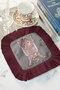 Ethnic Luxury Artistic Fringed Decorative Fabric Napkin - Modern Gray Burgundy Figure Coaster Tissue - 7