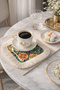Oriental Luxury Mosaic Fringed Presentation Napkin - Mediterranean Bohemian Mint Green Coaster Napkin - 3