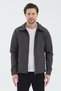 Men's Anthracite Polo Collar Basic Zippered Seasonal Jacket