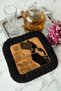 African Motif Fringed Presentation Napkin - Elegant Black Ethnic Bohemian Gold-Colored Coaster Napkin - 8