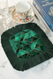 Luxurious Geometric Fringed Presentation Napkin - Modern Emerald Green Black Fringed Coaster Tissue - 8