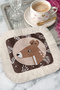 Elegant Deer Patterned Fringed Coffee Side Serving Napkin - Natural Bohemian Brown Cream Presentation Napkin - 6