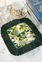 Lemon Garden Fringed Cocktail Napkin - Tropical Summer Style Dark Green Coaster Napkin - 8