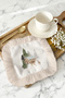 Winter Scenic Fringed Coffee Side Presentation Cocktail Napkin - Natural Wooden Rustic Beige Coaster Tissue