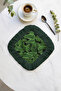 Tropical Leaf Fringed Presentation Napkin - Natural Green Bohemian Dark Green Coaster Serving Napkin - 7