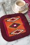 Ethnic Motif Fringed Decorative Fabric Napkin - Traveler Bohemian Orange Burgundy Coaster Handkerchief