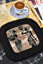 African-Inspired Artistic Fringed Bohemian Presentation Napkin - Ethnic Bohemian Black Cream Coaster Tissue - 6