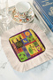 Ethnic Mosaic Art Fringed Presentation Napkin - Colorful Tribal Bohemian Purple Detailed Coaster Napkin - 2
