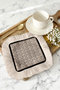 Mosaic Square Fringed Presentation Napkin - Dotted Modern Cream Black Coaster Presentation Napkin - 3