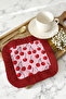 Luxurious Cherry Fringed Decorative Fabric Napkin - Cheerful Pink Retro Red Coaster Tissue - 3