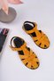 Elena Model Genuine Leather Mustard Color Women's Daily Sandals with Straps and Buckles - 2