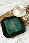 Leopard Motif Luxury Fringed Decorative Fabric Napkin - Bohemian Emerald Black Coaster Tissue - 4
