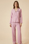 Pink Slogan and Heart Embroidered Woven Pajama Set - 5
