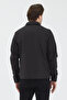 Men's Black Polo Collar Basic Zippered Seasonal Jacket - 3