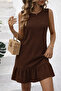 Women's Relaxed Fit Ruffled Crinkle Fabric Woven Dress