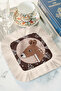 Elegant Deer Patterned Fringed Coffee Side Serving Napkin - Natural Bohemian Brown Cream Presentation Napkin - 2