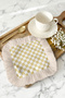Luxury Checkered Fringed Coffee Side Presentation Cocktail Napkin-Vintage Bohemian Yellow Ecru Coaster Tissue - 5
