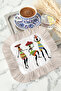 African-Inspired Ethnic Fringed Presentation Napkin - Bohemian Colorful Cream Coaster Tissue with Dance Pattern - 3