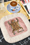 Exotic Tiger Figured Tasseled Presentation Napkin - Asian-Inspired Bohemian Powder Beige Coaster Tissue - 2
