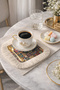 Oriental Mosaic Fringed Coffee Side Serving Napkin - Ethnic Style Turquoise Red Cream Presentation Napkin - 3