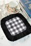 Luxury Plaid Fringed Decorative Fabric Napkin - Monochrome Modern Black and White Coaster Tissue - 6