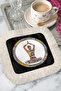 Ethnic Patterned Fringed Stylish Serving Napkin - Modern Bohemian Colorful Black Cream Coffee Tray Napkin