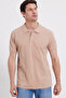 Men's Slim Fit 100% Cotton Short Sleeve Polo Collar Beige T-Shirt - 2