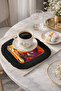 African Art Fringed Presentation Placemat Tissue - Ethnic Bohemian Warm Orange Black Presentation Napkin - 6
