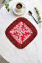 Baroque Motif Fringed Coffee Side Serving Napkin - Elegant Classic Elegant Red and White Presentation Napkin - 7