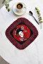 Luxurious Japanese Geisha Art Presentation Napkin with Tassels - Far Eastern Modern Burgundy Coaster Tissue - 5