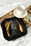 Luxurious African Art Fringed Coffee Side Serving Napkin - Stylish Bohemian Gold Black Coaster Tissue - 8
