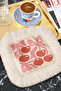 Retro Cherry Motif Fringed Presentation Placemat Tissue - Elegant Pink Tone Bohemian Chic Presentation Napkin