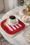 Red and White Striped Fringed Decorative Napkin - Vibrant Modern Red Fringed Coaster Tissue - 6