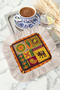 Indian Ethnic Motif Fringed Presentation Napkin - Elephant Printed Bohemian Yellow Burgundy Brown Presentation Handkerchief - 3