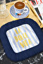 La Dolce Vita Written Fringed Presentation Napkin - Mediterranean Themed Blue and White Modern Coaster Tissue - 2