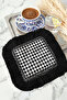 Black and White Elite Fringed Presentation Napkin-Geometric Classic Monochrome Bohemian Black Coaster Tissue - 6