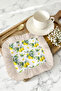 Limon Bahçesi Fringed Presentation Napkin - Fresh Mediterranean Country Yellow and White Coaster Serving Napkin