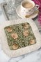 Luxurious Floral Motif Fringed Decorative Napkin - Elegant Vintage Bohemian Green Beige Coaster Tissue - 4