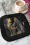 Luxury Modern Art Fringed Presentation Napkin - Artistic Portrait Bohemian Black Coaster Tissue - 8